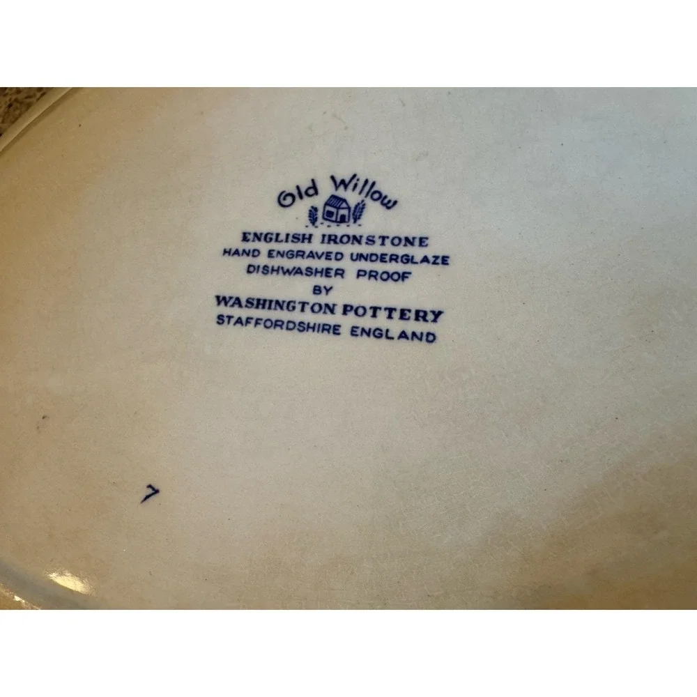 Vintage Old Willow English Ironstone Oval Platter 11 3/8